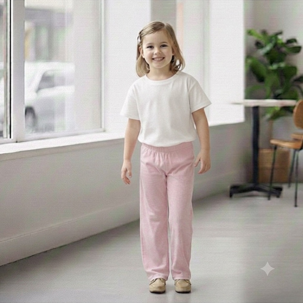 Light Pink and White Girls Pajama Pants